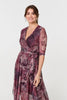 Plum | Floral Mesh Hanky Hem Wrap Midi Dress
