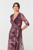 Plum | Floral Mesh Hanky Hem Wrap Midi Dress
