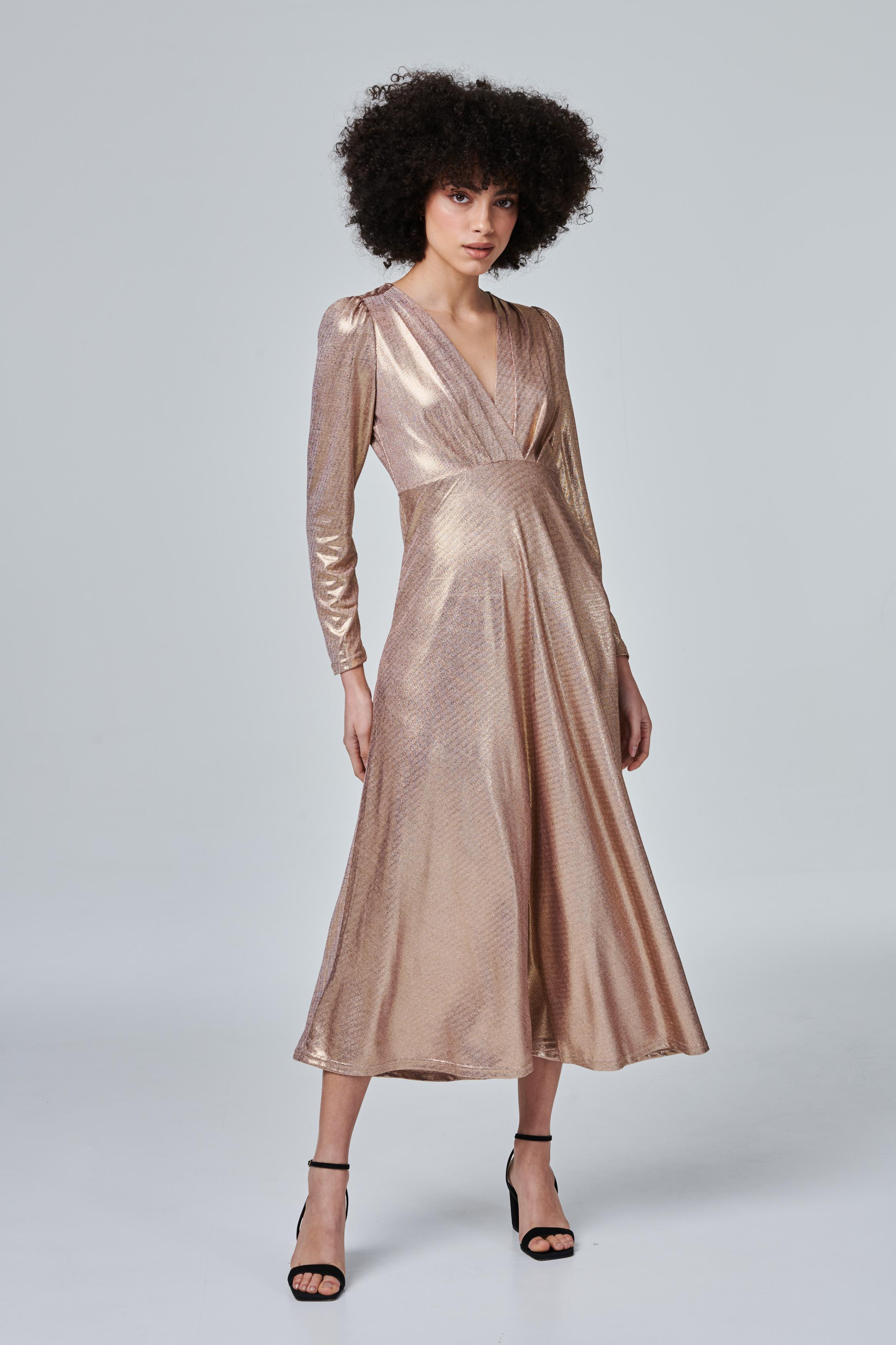 Metallic 2025 dress long