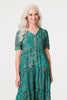 Green | Paisley Short Sleeve Smock Dress