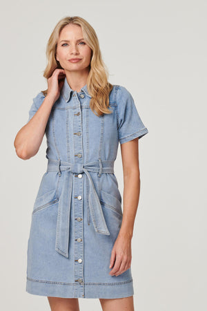 Denim tie waist sales dress