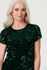 Green | Sequin Short Sleeve Shift Dress