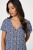 Navy | Spotty V-Neck Button Front Dress