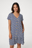 Navy | Spotty V-Neck Button Front Dress