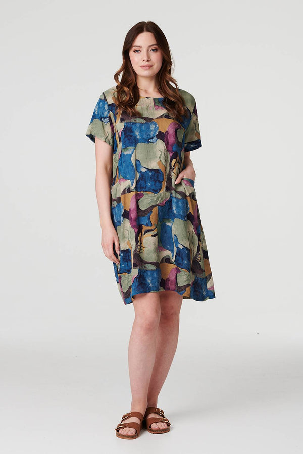 Blue | Printed Relaxed Short Dress