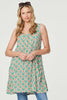 Green | Printed Sleeveless Sun Dress