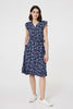 Navy | Ditsy Floral Tie-Waist Knee Length Dress