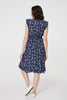 Navy | Ditsy Floral Tie-Waist Knee Length Dress