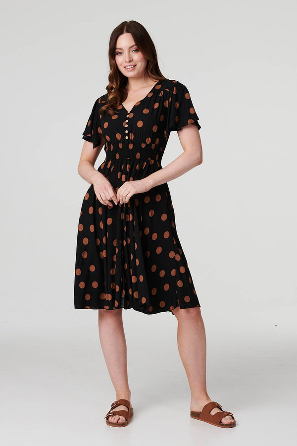 Black | Polka Dot Fit & Flare Short Dress