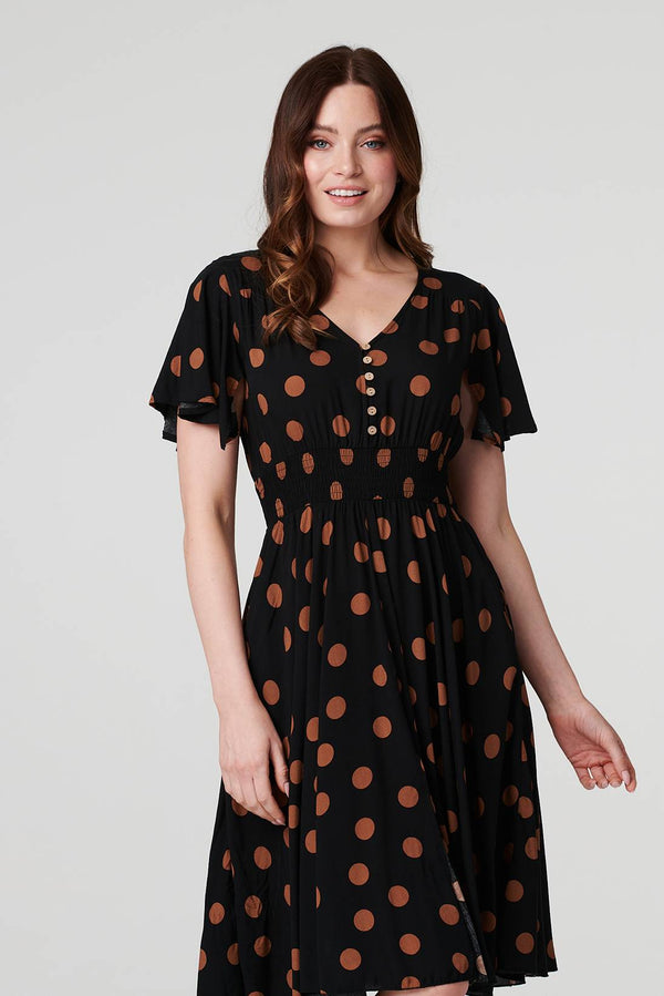 Black | Polka Dot Fit & Flare Short Dress