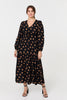 Black | Polka Dot Tie Empire Waist Maxi Dress
