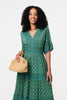 Green | Lace Semi Sheer Flare 3/4 Sleeve Maxi Dress