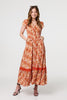 Orange | Paisley Cap Sleeve Lace Trim Maxi Dress