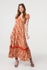 Orange | Paisley Cap Sleeve Lace Trim Maxi Dress