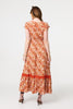 Orange | Paisley Cap Sleeve Lace Trim Maxi Dress