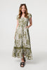 Sage | Printed V-Neck Cap Sleeve Maxi Dress