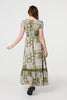 Sage | Printed V-Neck Cap Sleeve Maxi Dress