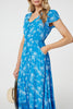 Blue | Tropical Print Angel Sleeve Maxi Dress