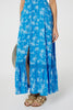 Blue | Tropical Print Angel Sleeve Maxi Dress