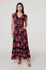 Black | Floral Cap Sleeve Tiered Maxi Dress