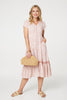 Pink | Printed Cap Sleeve Lace Trim Maxi Dress