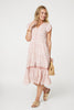 Pink | Printed Cap Sleeve Lace Trim Maxi Dress