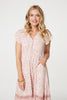 Pink | Printed Cap Sleeve Lace Trim Maxi Dress