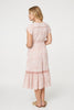 Pink | Printed Cap Sleeve Lace Trim Maxi Dress