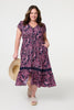 Navy | Printed Short Sleeve Lace Trim Maxi Dress