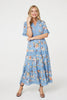 Blue | Floral Lace Trim Tiered Maxi Dress