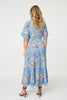 Blue | Floral Lace Trim Tiered Maxi Dress