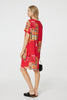 Red | Printed Round Neck Relaxed Shift Dress