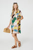 Green | Brushstroke Print Knee Length Shift Dress