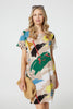 Green | Brushstroke Print Knee Length Shift Dress