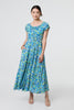 Blue | Ditsy Floral Bardot Smock Midi Dress
