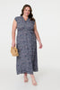 Navy | Ditsy Floral Frill Hem Maxi Dress : Model is 5'8