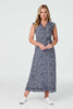 Navy | Ditsy Floral Frill Hem Maxi Dress : Model is 5'10