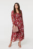 Red | Floral Long Sleeve Tiered Maxi Dress