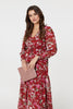 Red | Floral Long Sleeve Tiered Maxi Dress