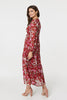 Red | Floral Long Sleeve Tiered Maxi Dress