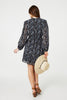 Black | Paisley V-Neck Long Sleeve Mini Dress