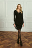 Black | Sparkle V-Neck Long Sleeve Mini Dress : Model is 5'10