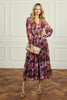 Pink | Floral Long Sleeve Ruched Maxi Dress : Model is 5'10