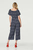 Navy | Polka Dot Print Angel Sleeve Jumpsuit