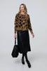 Brown | Animal Print Button-Up Boxy Cardigan
