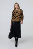 Brown | Animal Print Button-Up Boxy Cardigan
