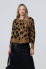 Brown | Animal Print Button-Up Boxy Cardigan
