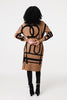 Brown | Striped Print Tie Waist Longline Coat
