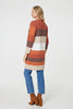 Orange | Striped Longline Pocket Front Cardigan
