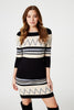 Black | Stripy 3/4 Sleeve Knit Dress